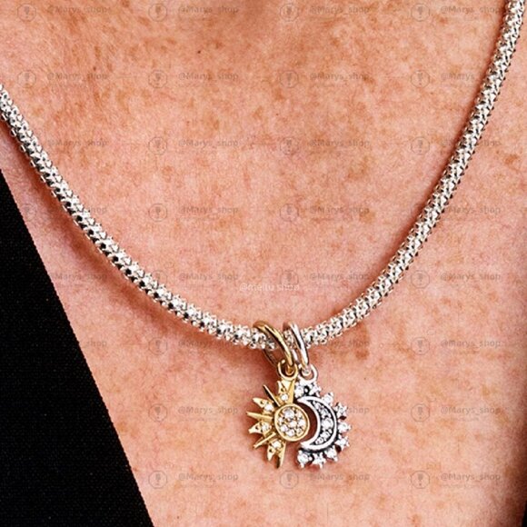 Pandora Splittable Sun & Moon Dangle Charm|Two-tone - Picture 2 of 2